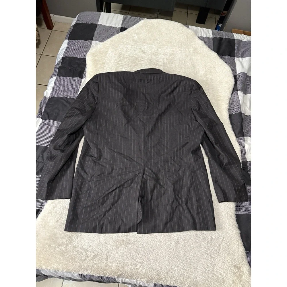 Lauren Ralph Lauren Men's Black Striped Wool Blazer Jacket Size 46L‎ 2 Button